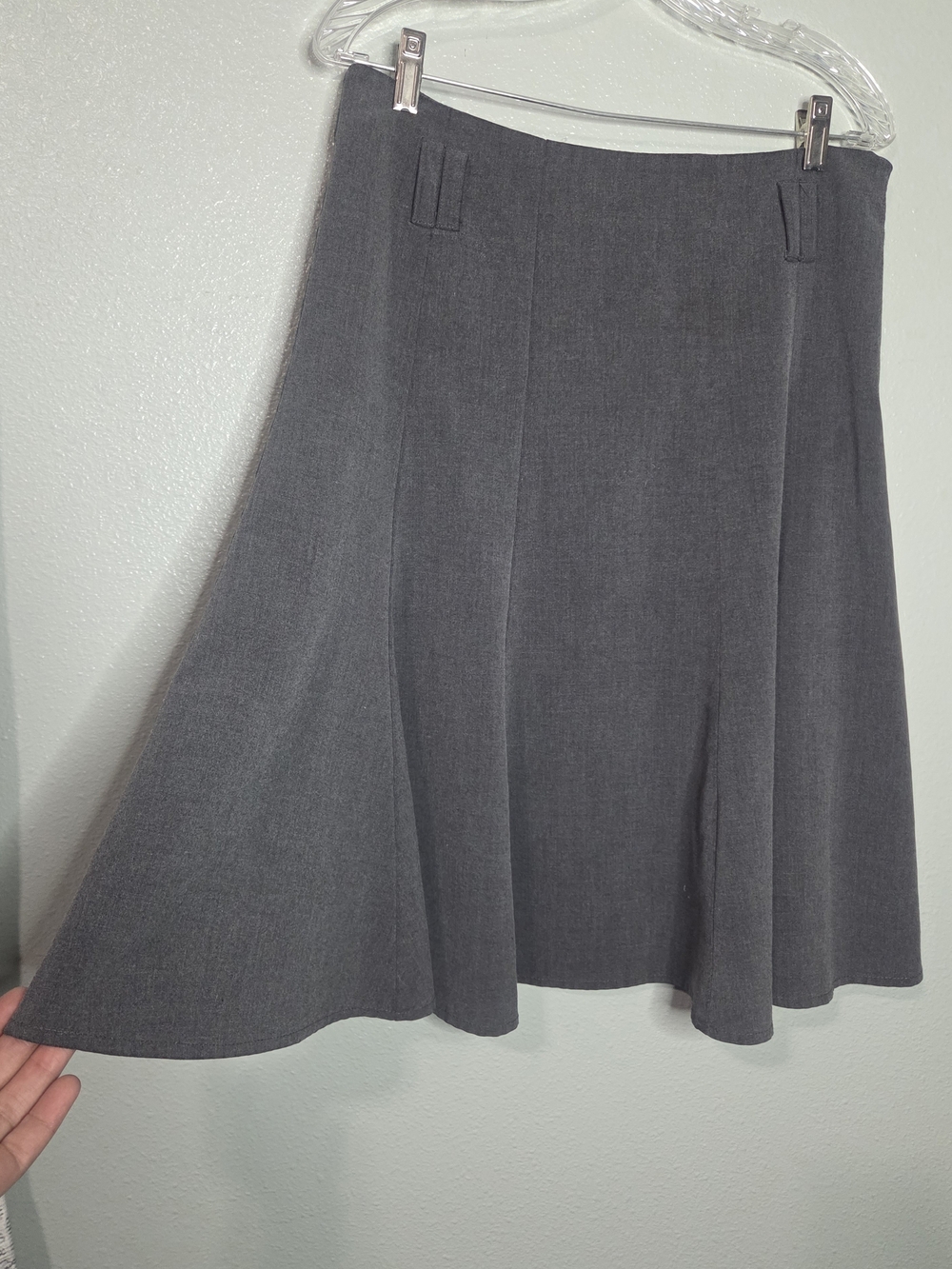 Dressbarn Womans Gray Paneled A-Line Flare Career Skirt - Size 10 - Picture 3 of 8